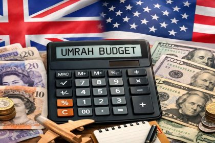 Umrah package price comparison 2026 showing UK GBP and US USD budget breakdown by tier
